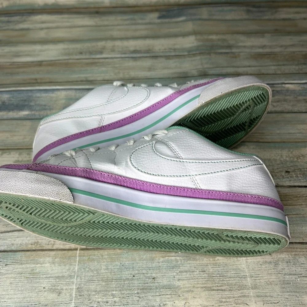 Nike White Sneakers with Mint Green and Lavender Trim
